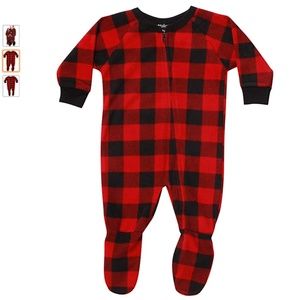 HP🌸 Follow Me Onsie Pajamas black red buffalo plaid NEW